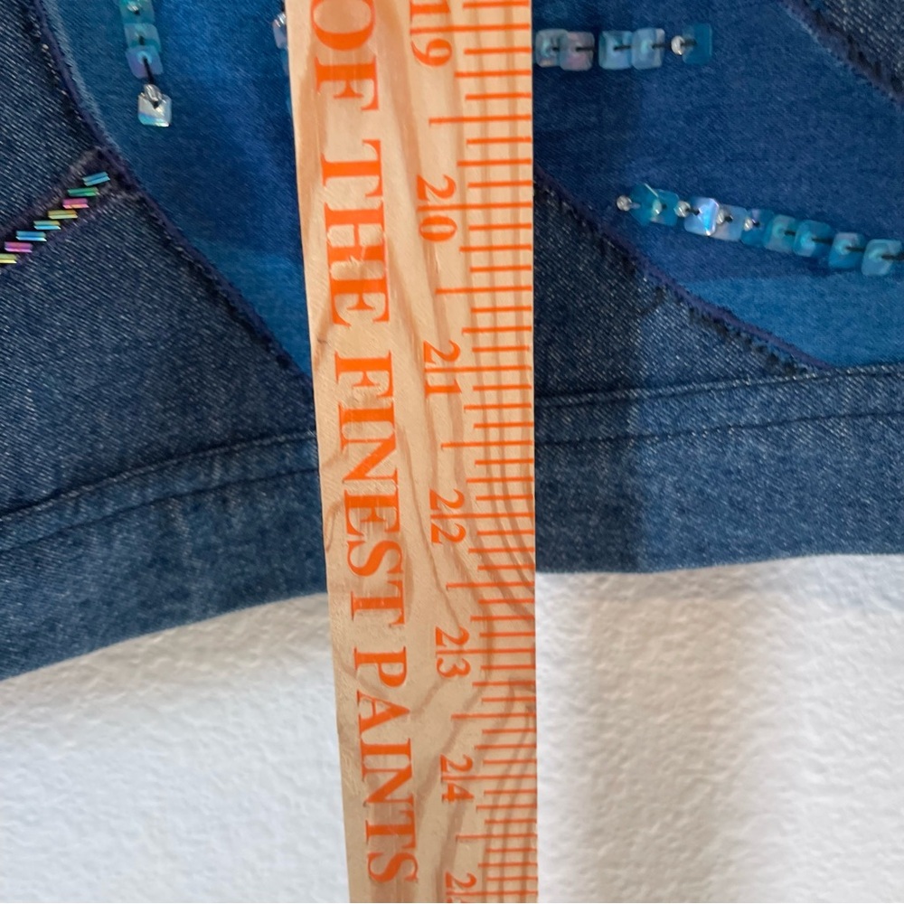 Vintage Anage Jean Jacket with Floral and Beaded Embellishments - Picture 8 of 13